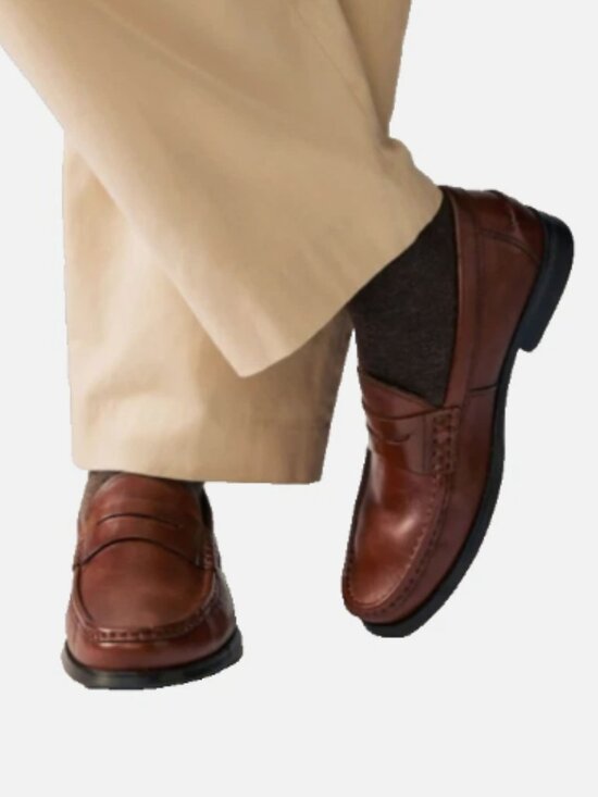 J & M Genuine Leather Penny Loafers Classic Slip-Ons Size 11 Brown